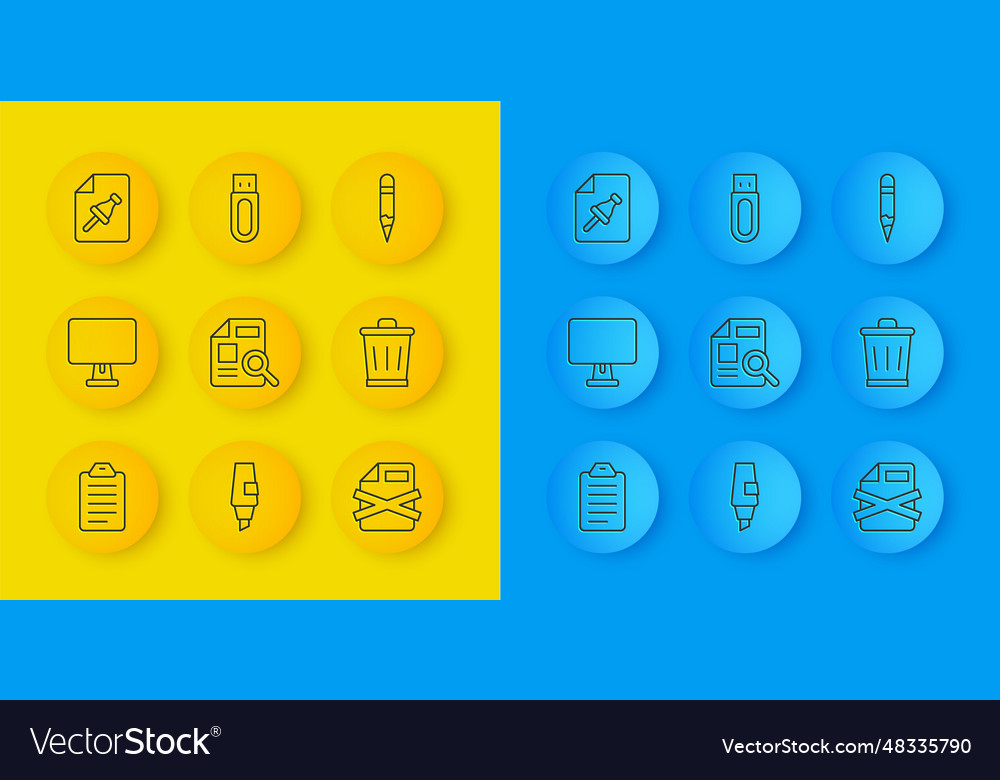 Set line to do list or planning computer monitor vector image Set line to do list or planning computer monitor