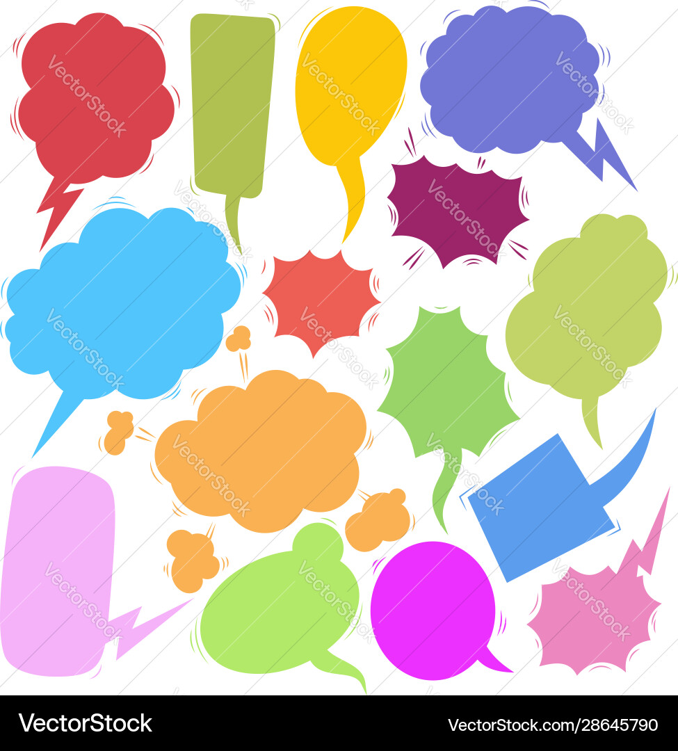 Set retro comic empty colored speech bubbles Vector Image