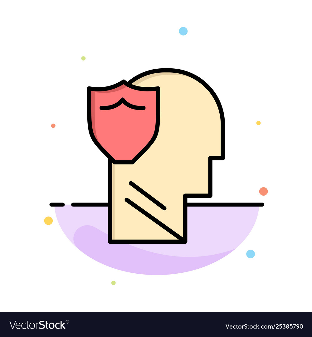Shield secure male user data abstract flat color vector image Shield secure male user data abstract flat color
