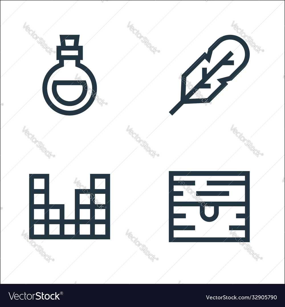 Video game elements line icons linear set quality vector image Video game elements line icons linear set quality