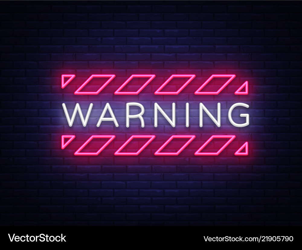 Warning neon text danger zone neon sign Royalty Free Vector