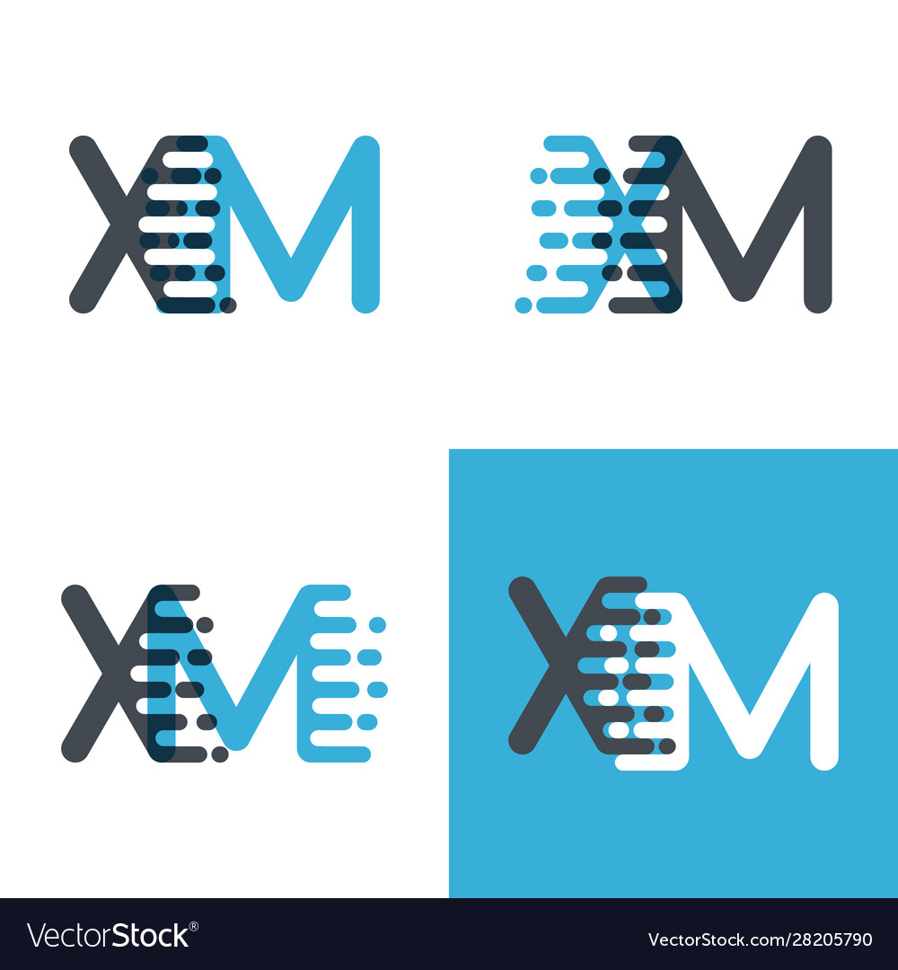 Xm letters logo with accent speed soft blue