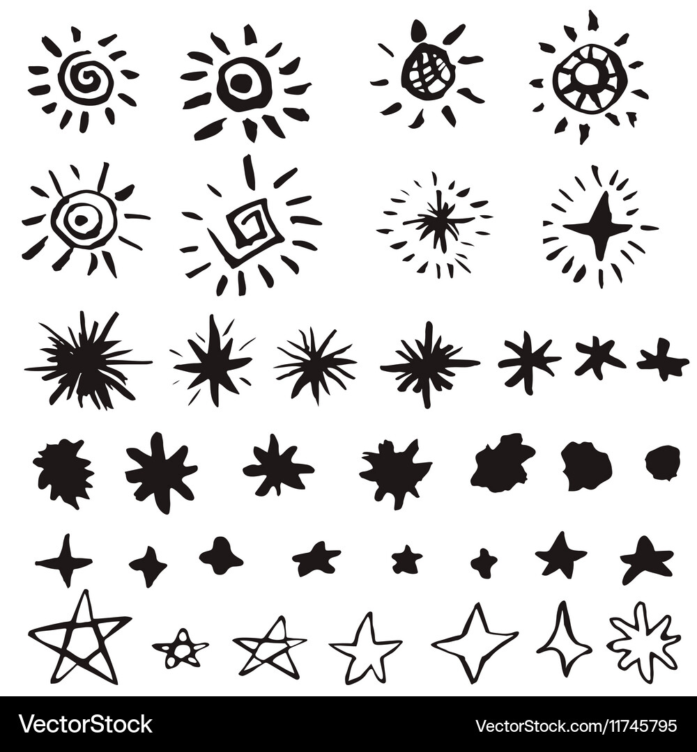 Celestial Star Doodles Royalty Free Vector Image