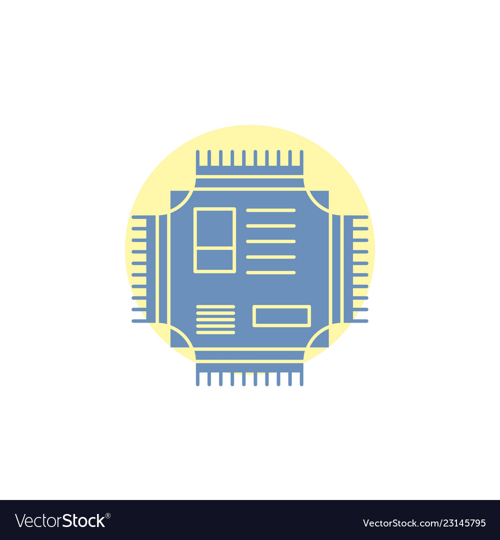 Chip cpu microchip processor technology glyph icon vector image Chip cpu microchip processor technology glyph icon