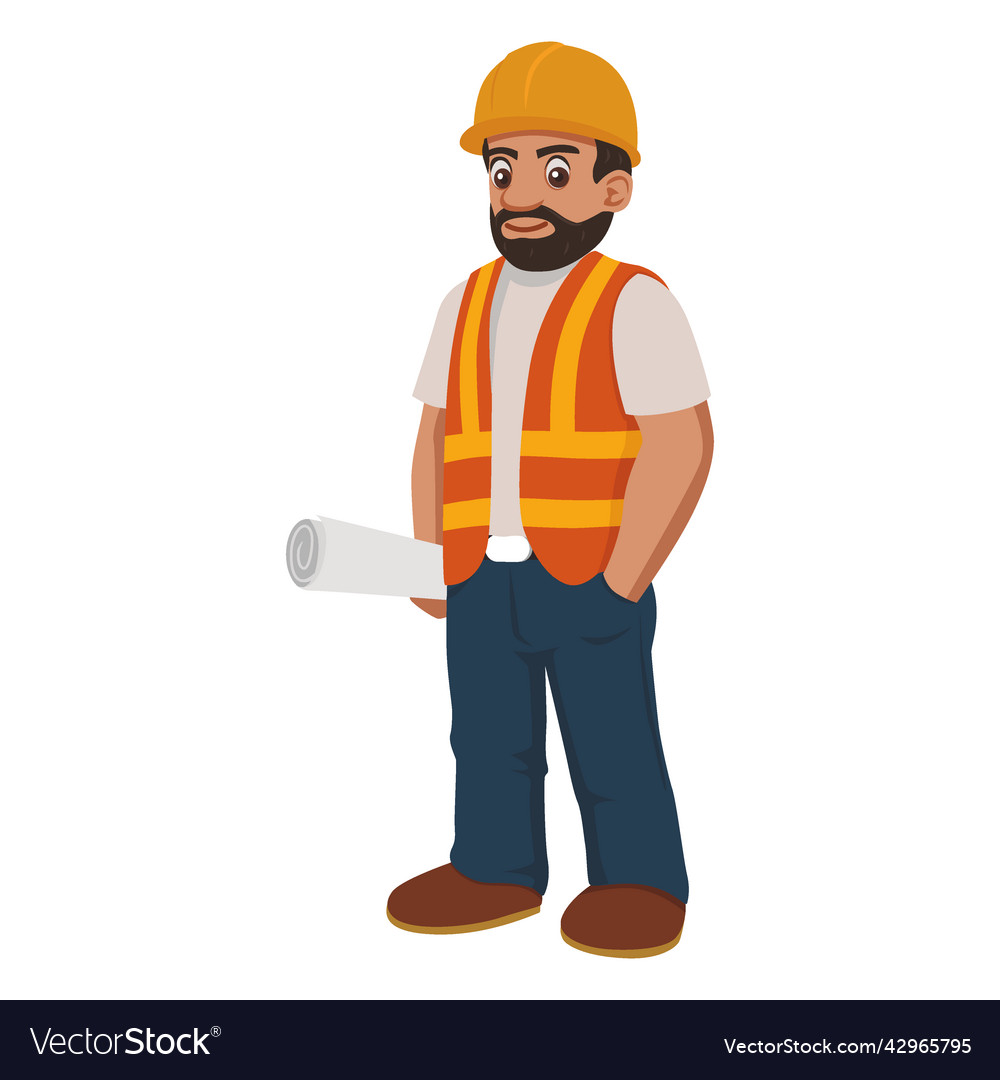 Cartoon builder man Royalty Free Vector Image - VectorStock