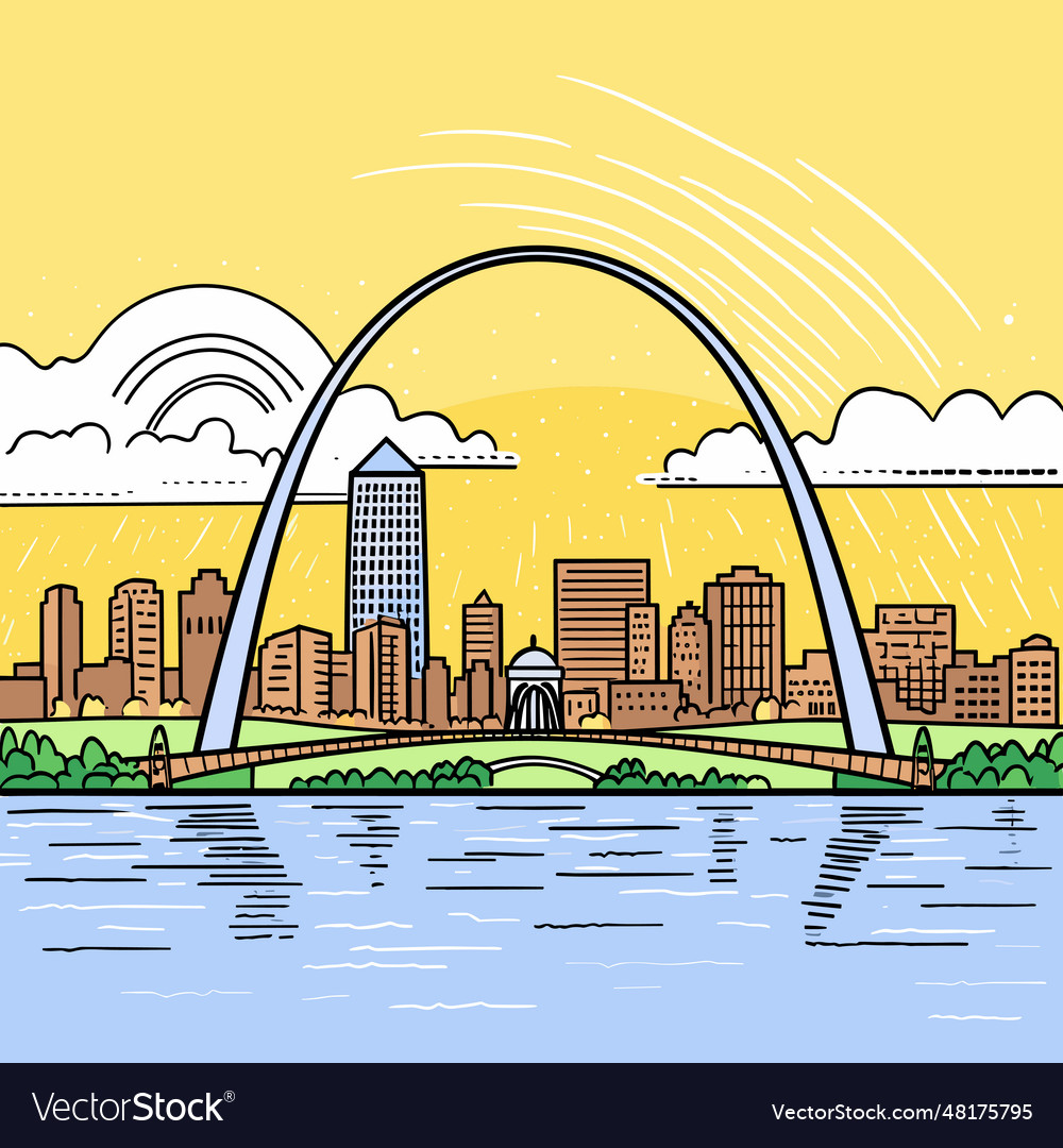Gateway arch arch handdrawn comic Royalty Free Vector Image