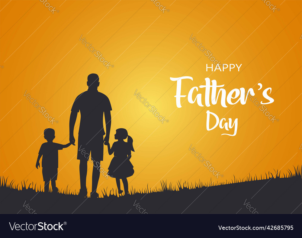 Happy fathers day with dad and children walking Vector Image