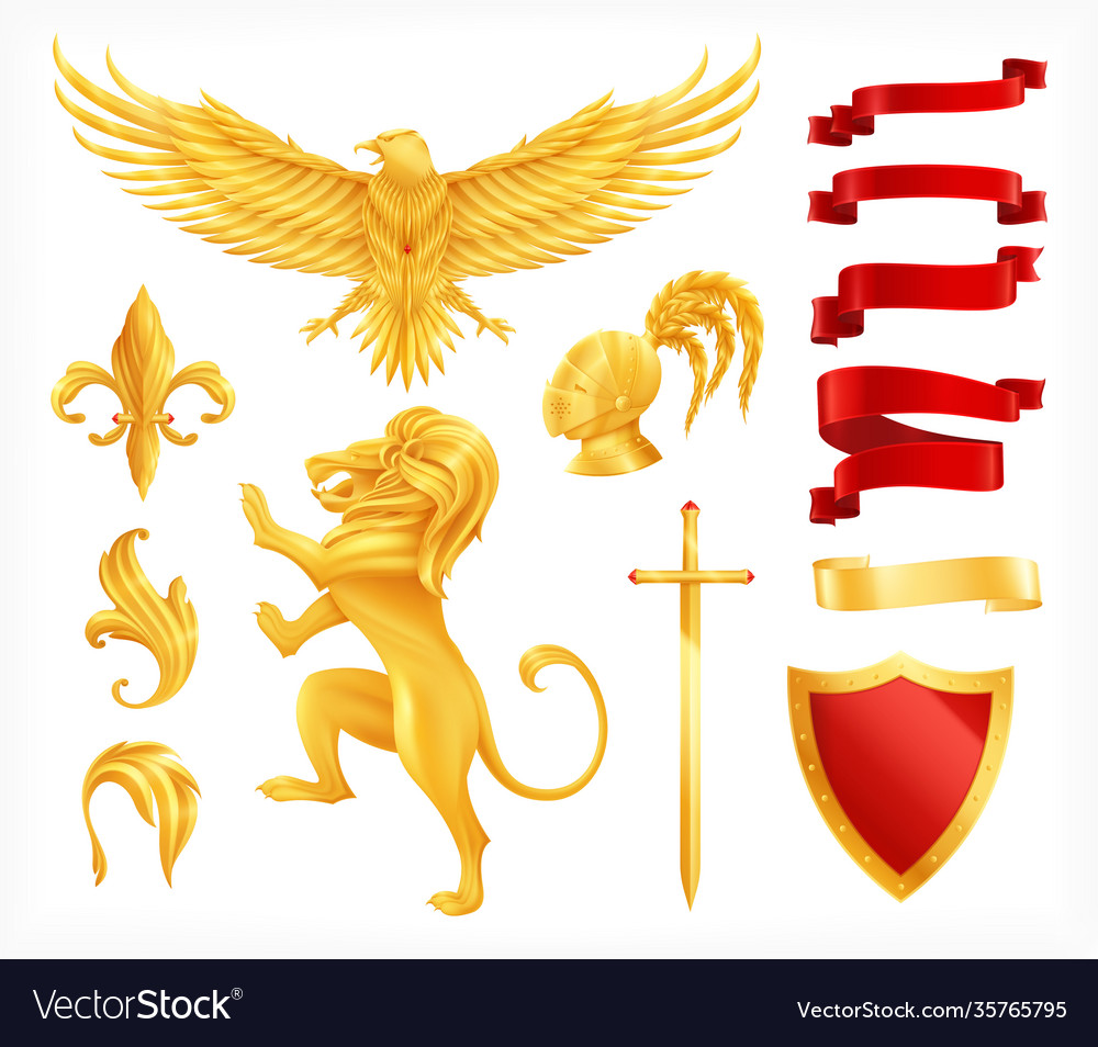 Heraldic Animals Set Royalty Free Vector Image