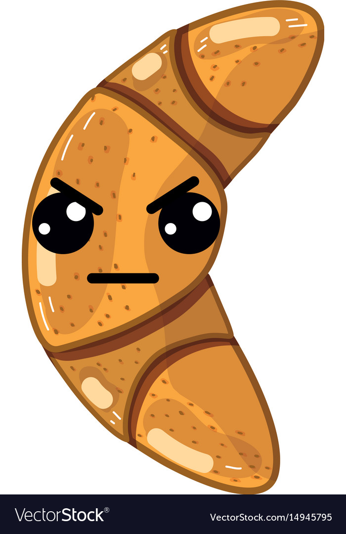 Kawaii cute angry croissant bread