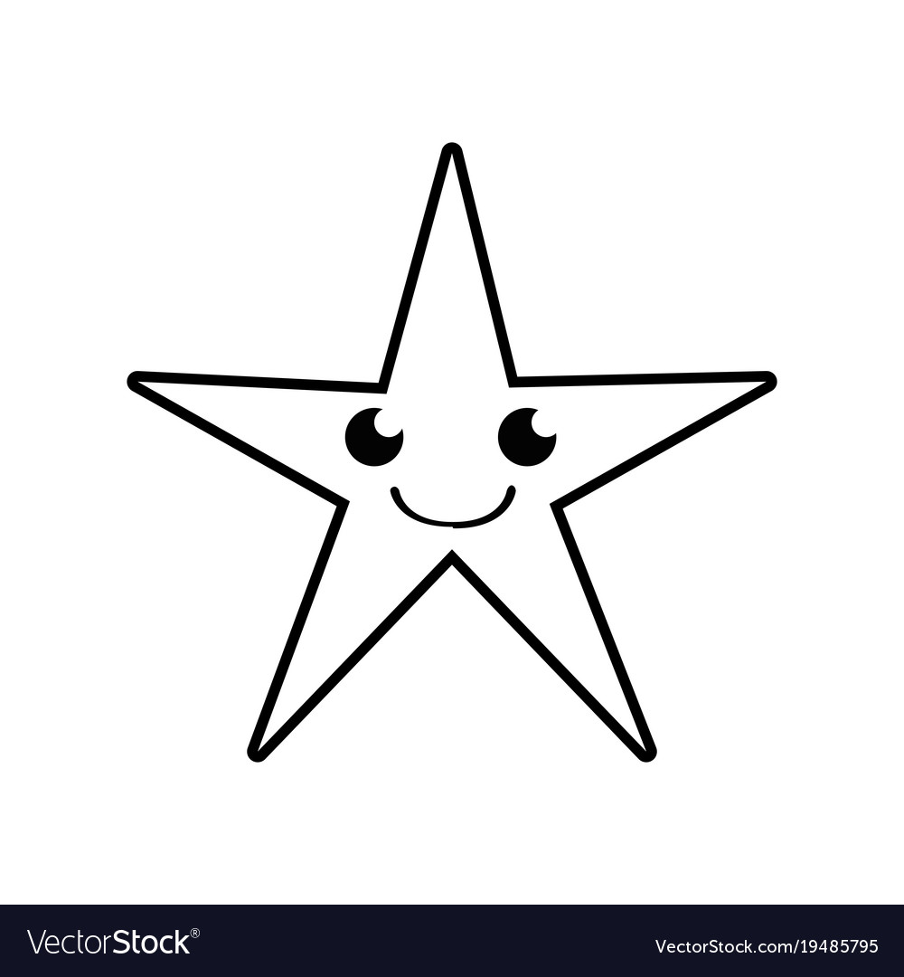 Line Smile Shiny Star Kawaii Cartoon Royalty Free Vector