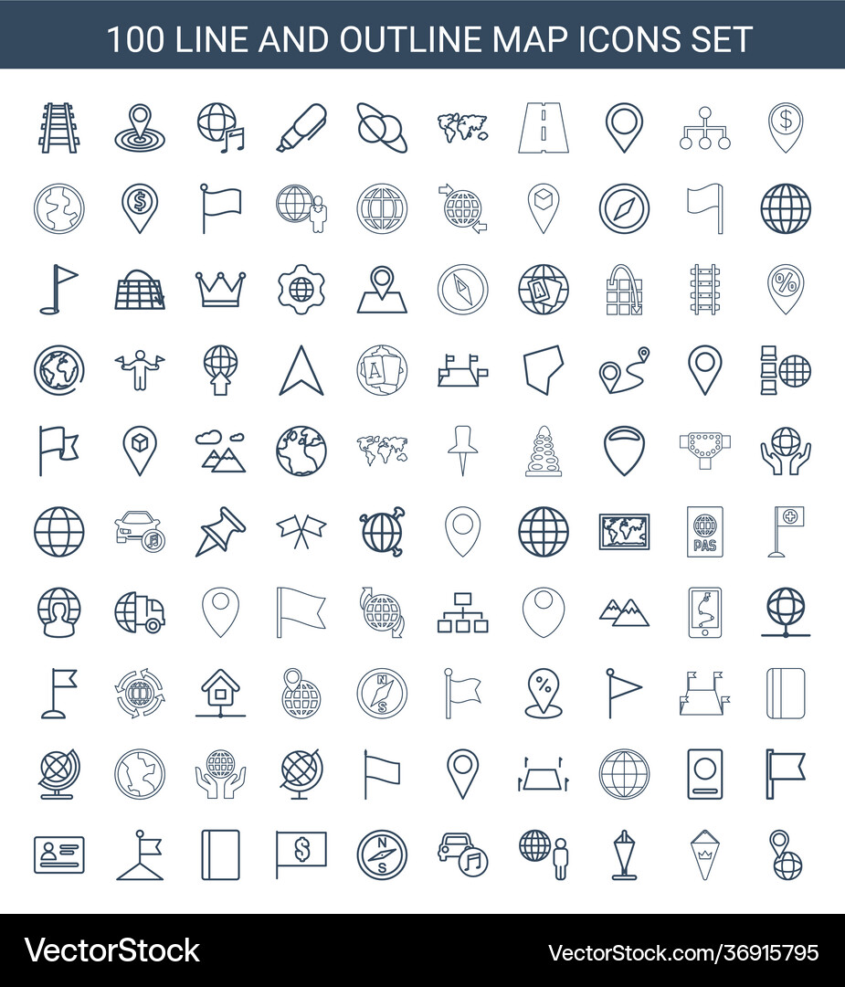 Map icons Royalty Free Vector Image - VectorStock