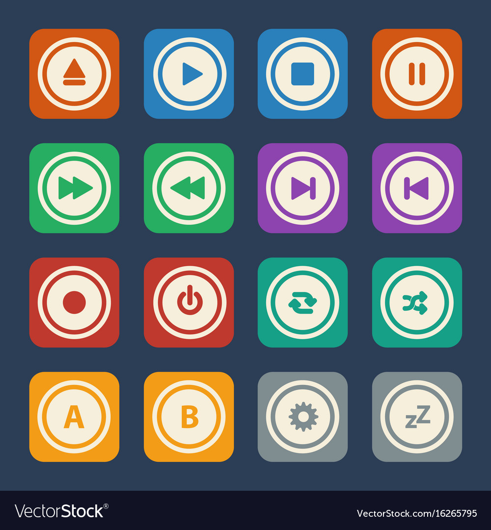 Media player buttons flat design