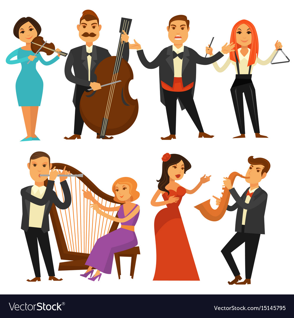 Orchestra singers and musicians or music Vector Image