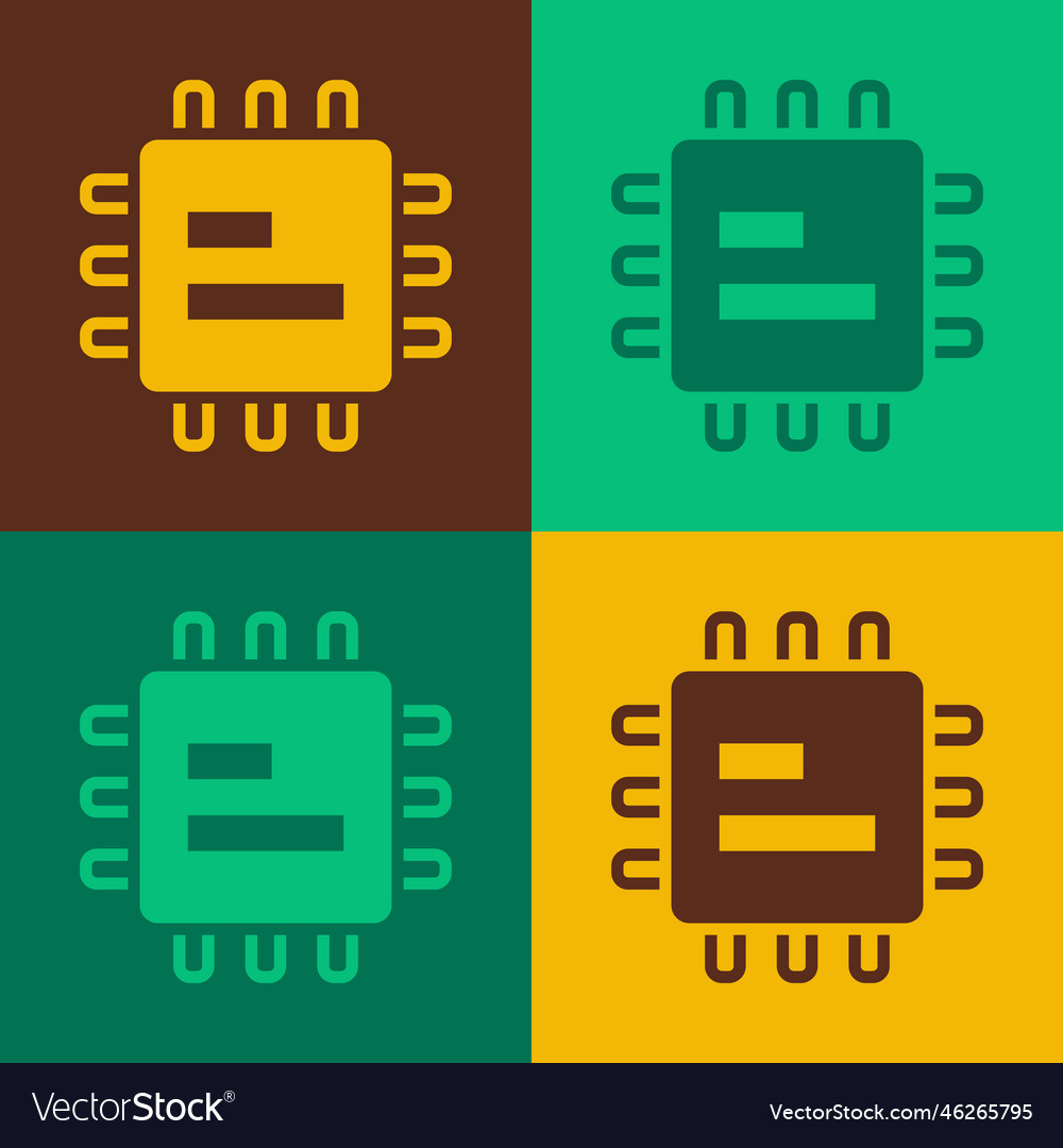 Pop Art Computerprozessor mit Mikroschaltungen cpu vector image Pop Art Computerprozessor mit Mikroschaltungen cpu
