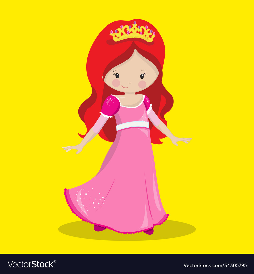 Princess pink dress red hair 13 Royalty Free Vector Image