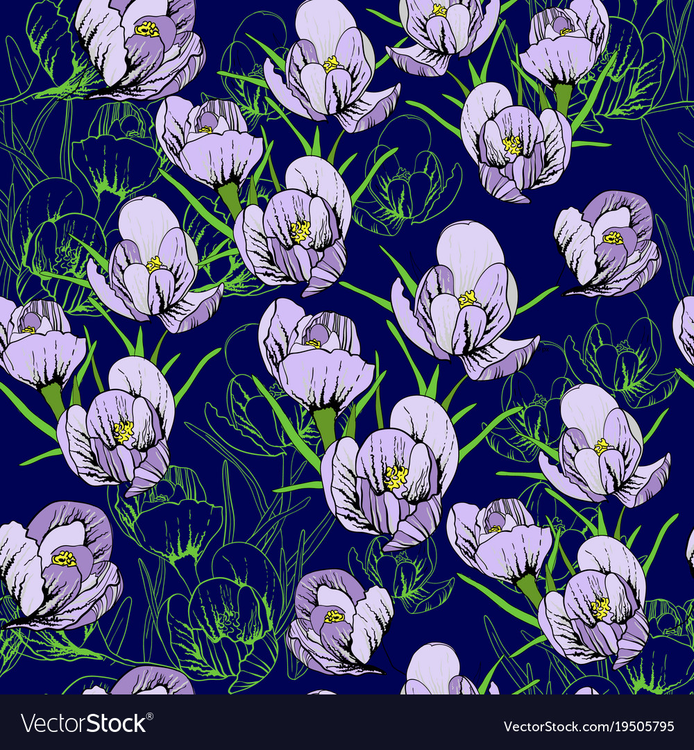 Seamless pattern first snowdrops