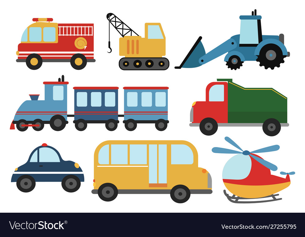 Set cartoon cars collection stylized cars vector image Set cartoon cars collection stylized cars
