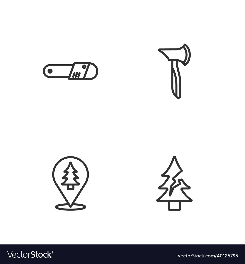 Set line tree location of the forest chainsaw vector image Set line tree location of the forest chainsaw