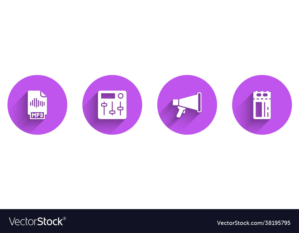 Set mp3 file document sound mixer controller vector image Set mp3 file document sound mixer controller