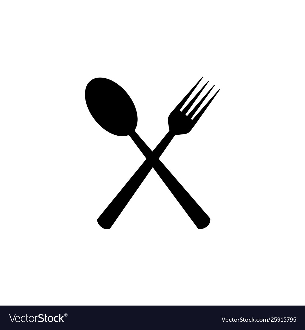 Spoon and Fork Icon - Flat Style