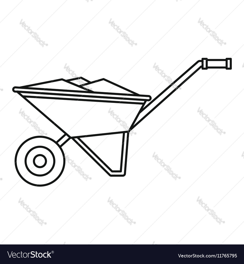 Wheelbarrow icon outline style Royalty Free Vector Image