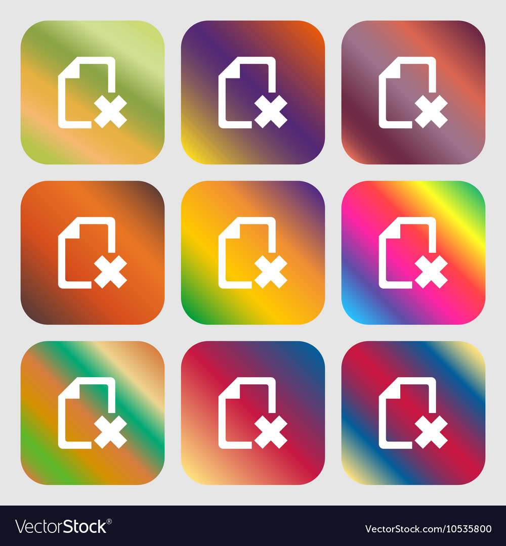 Delete file document icon nine buttons with bright