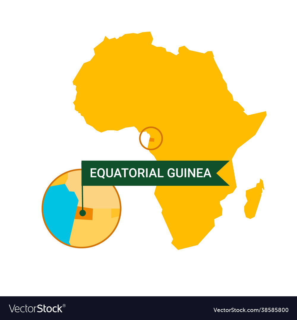 Equatorial guinea on an africa s map with word vector image Equatorial guinea on an africa s map with word