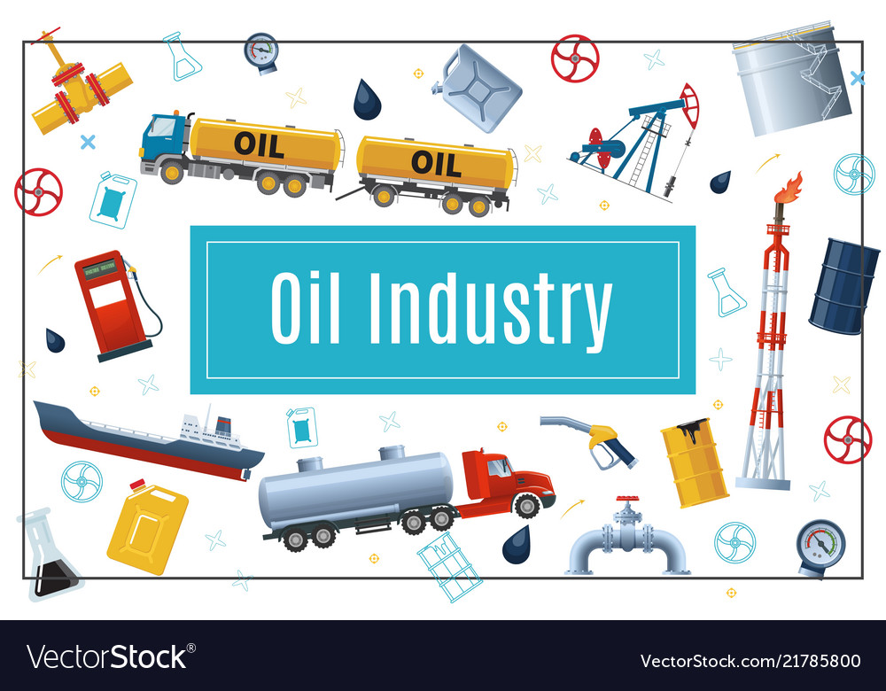 Flat oil industry concept Royalty Free Vector Image