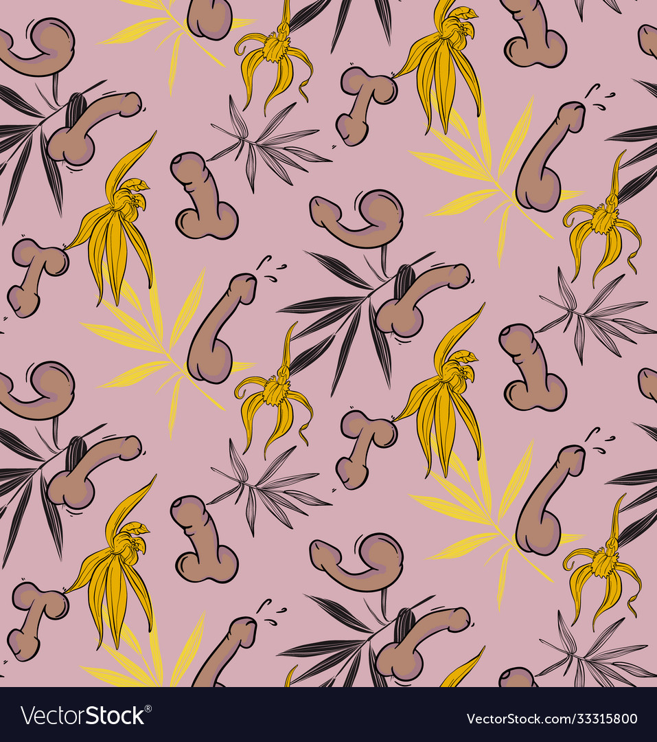 Floral penis funny seamless pattern vintage spring