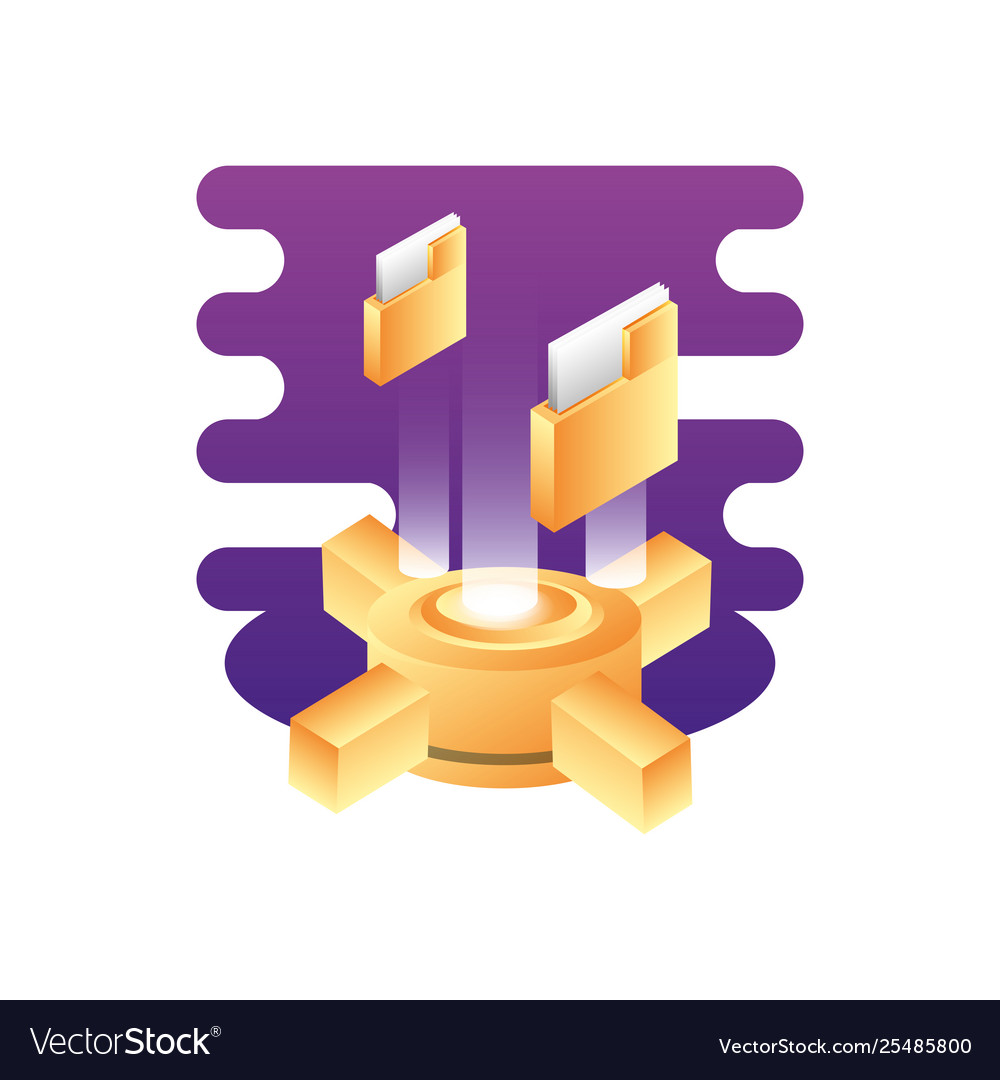 Hosting data server with folders vector image Hosting data server with folders