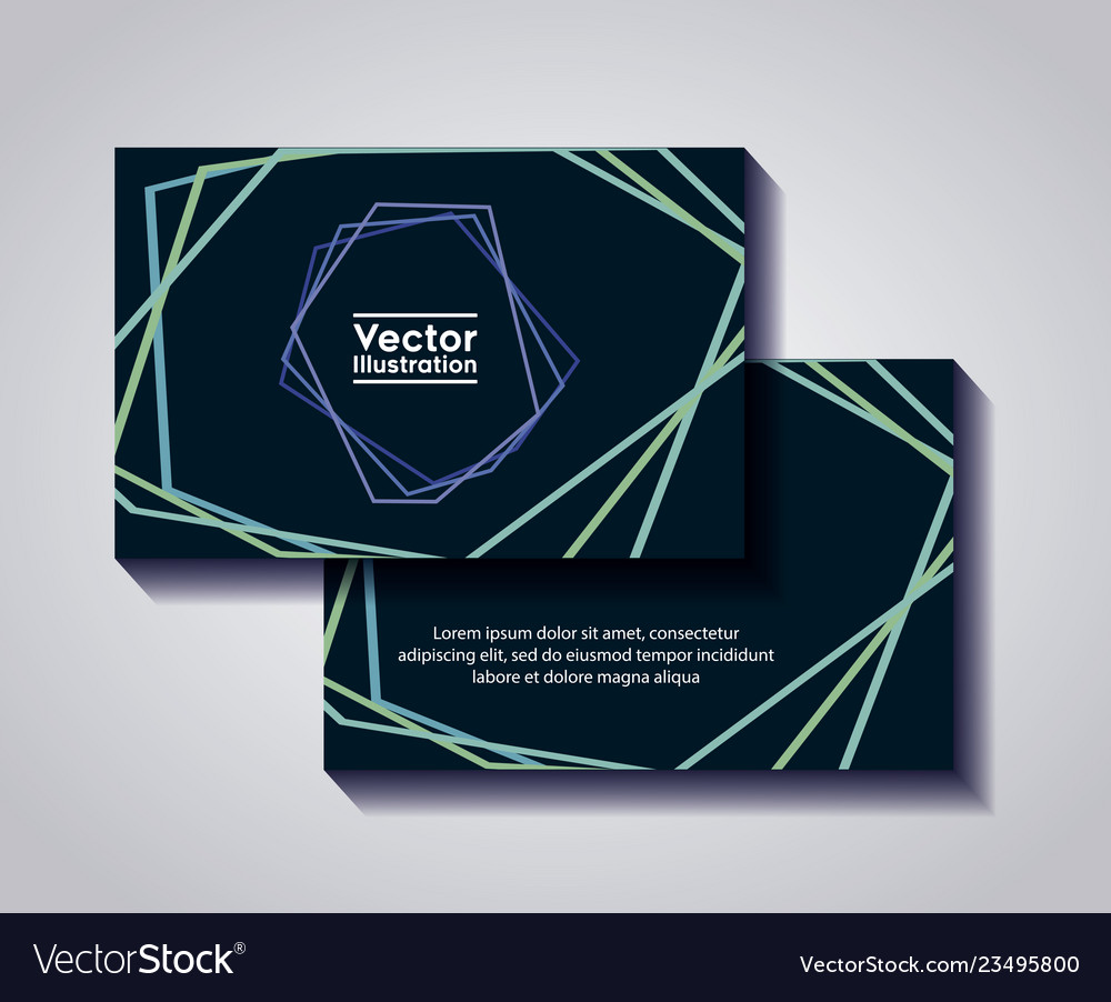 Pair of business cards with lines and figures