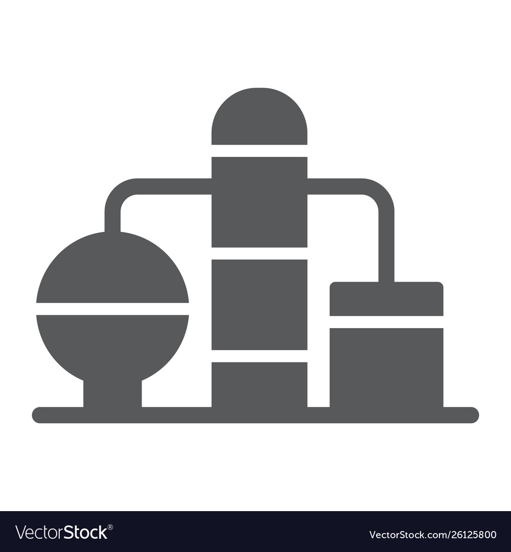 Refinery glyph icon fuel and plant oil factory