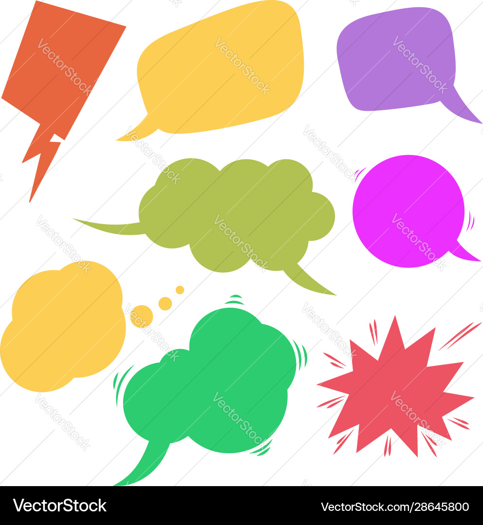 Set retro comic empty colored speech bubbles Vector Image