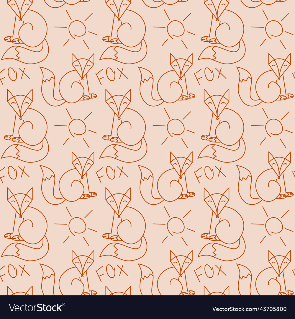 Simple contour fox pattern outline drawing vector image Simple contour fox pattern outline drawing