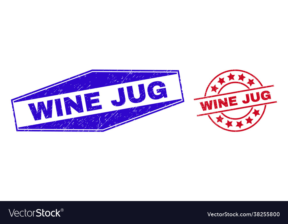 Wine jug textured stamps in circle and hexagonal