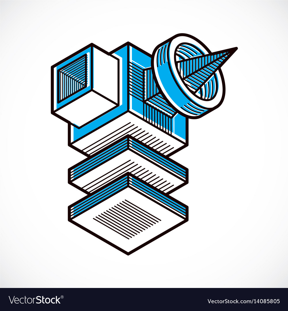 3d engineering abstract shape made using cubes