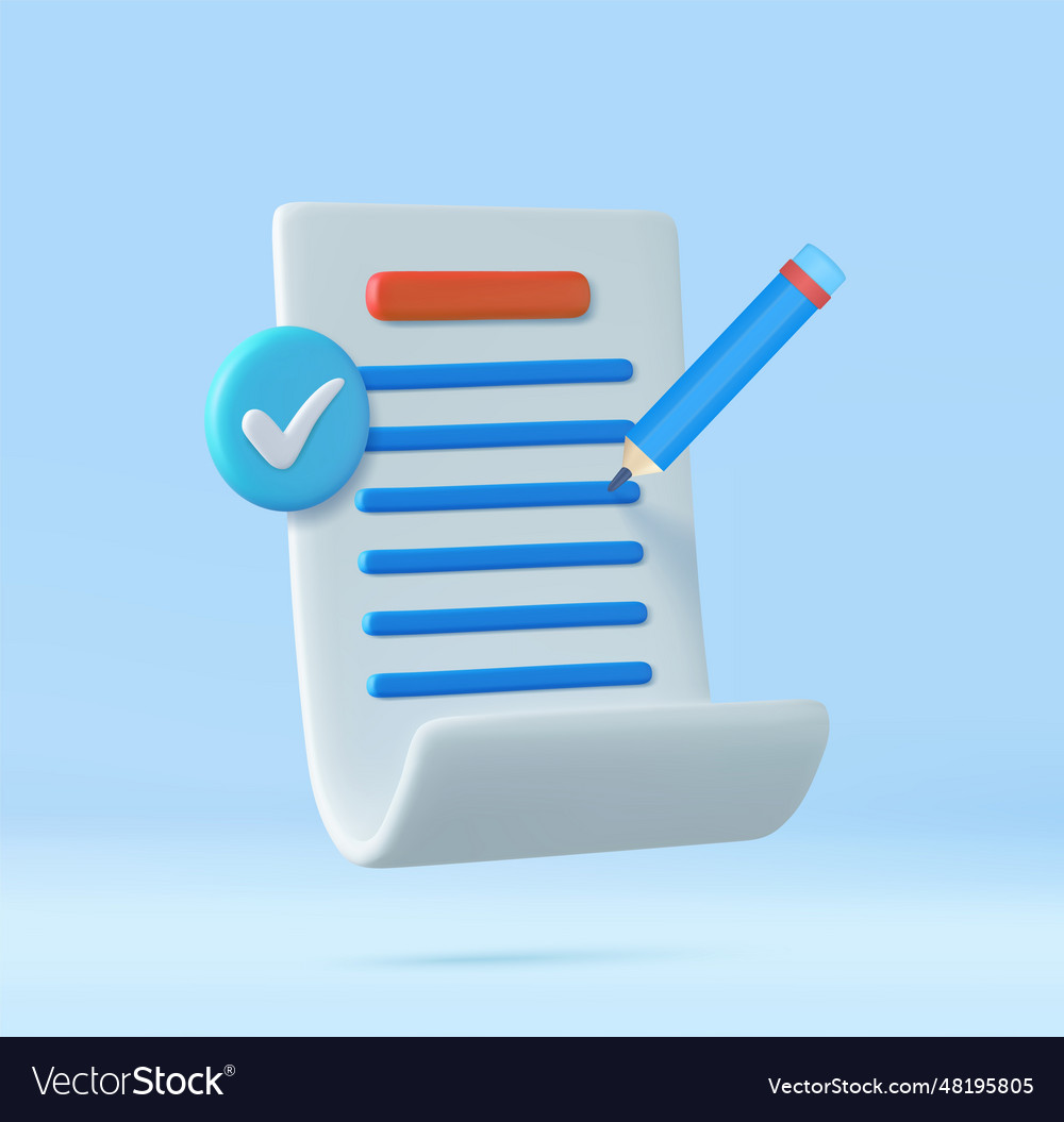 3d white paper task management todo check list vector image 3d white paper task management todo check list