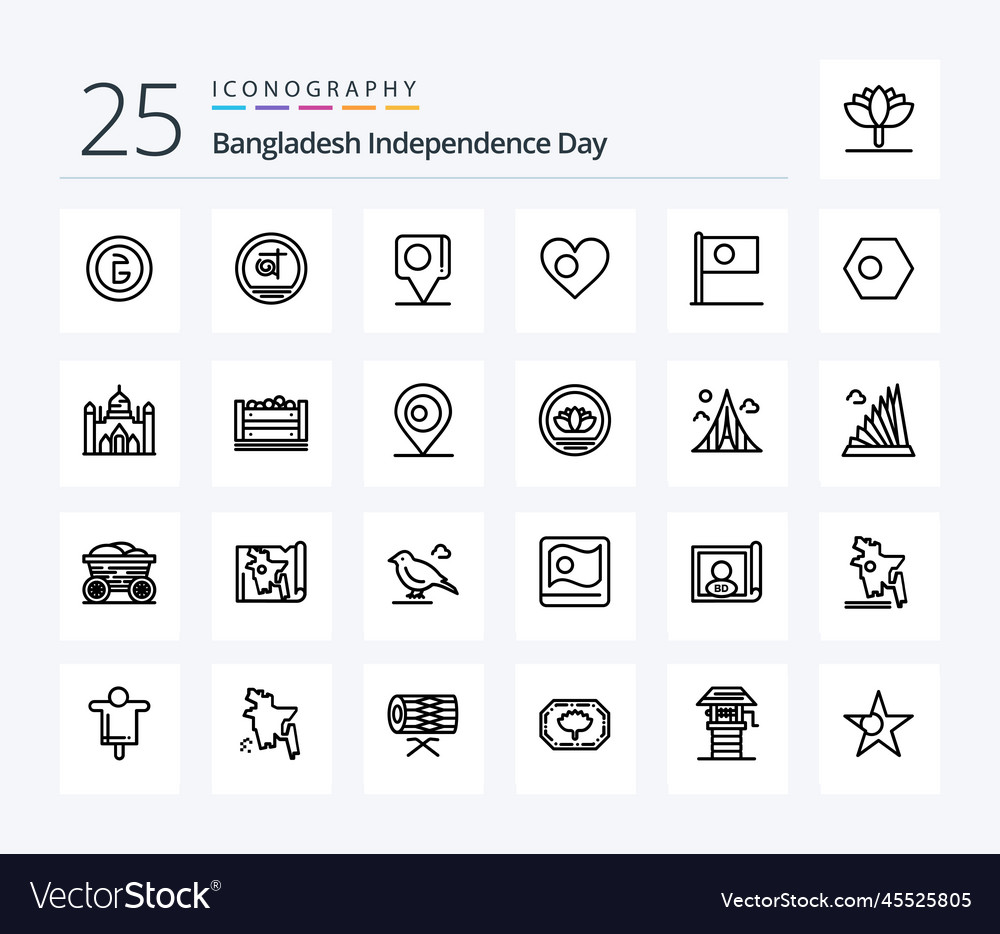 Bangladesh independence day 25 line icon pack