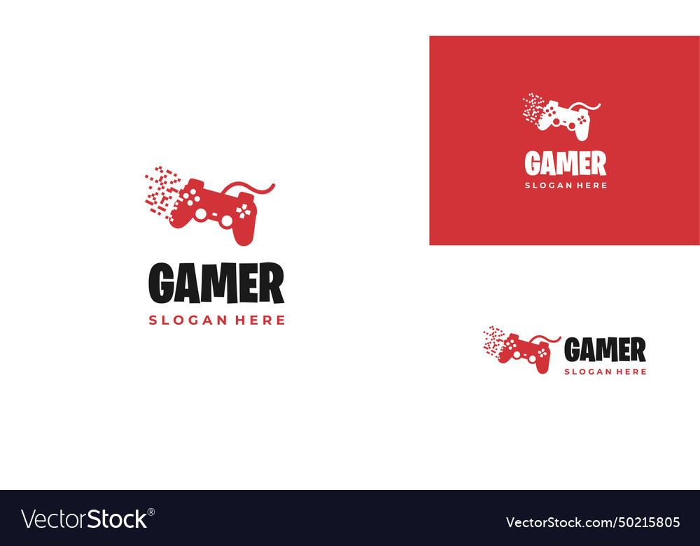 Controller game combine with pixel square logo vector image Controller game combine with pixel square logo