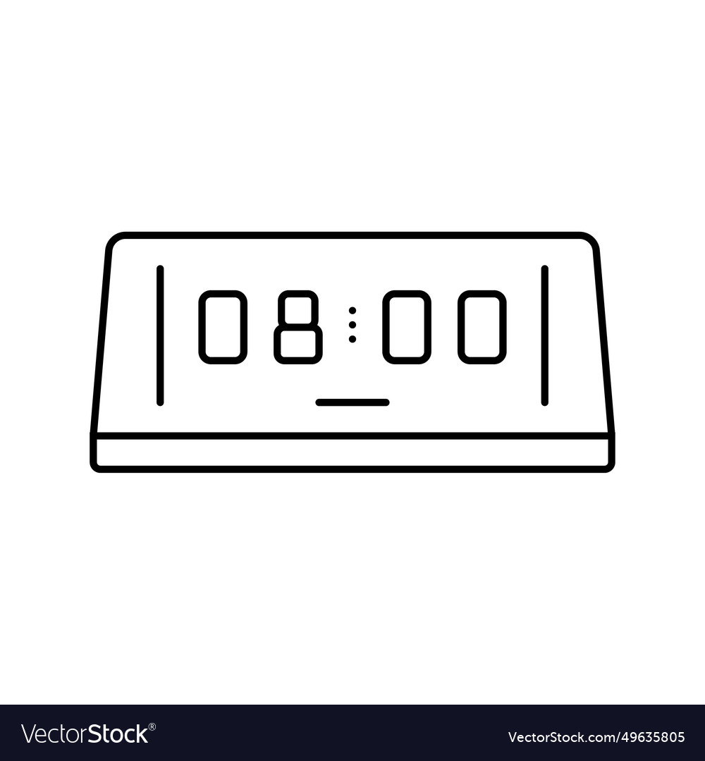 Digital alarm clock bedroom interior line icon