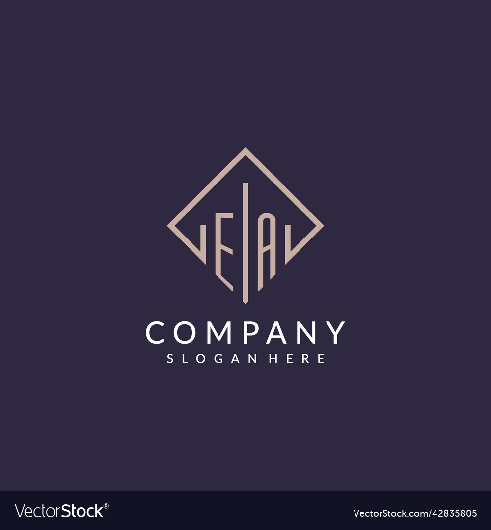 Ea initial monogram logo with rectangle style