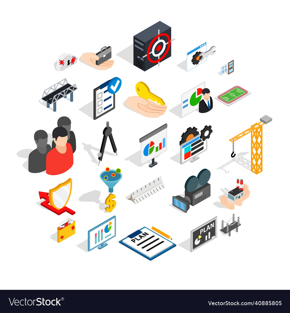 Interface icons set isometric style