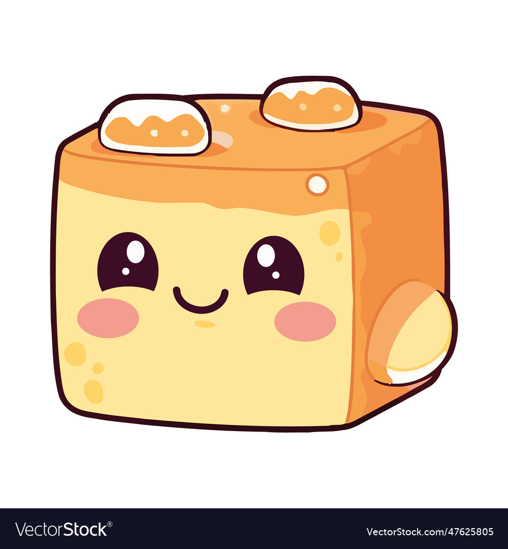 Kawaii butter cube Royalty Free Vector Image - VectorStock