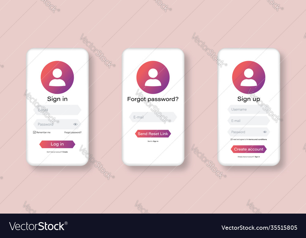 Login and register form page registration Vector Image Login and register form page registration