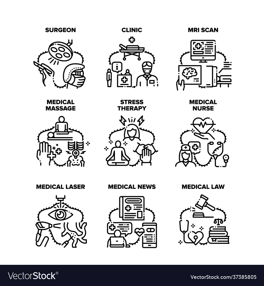 Medical clinic set icons black