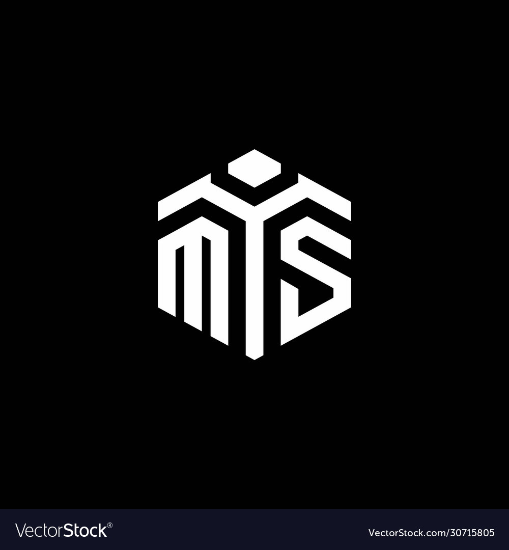 Ms monogram logo with abstract hexagon style