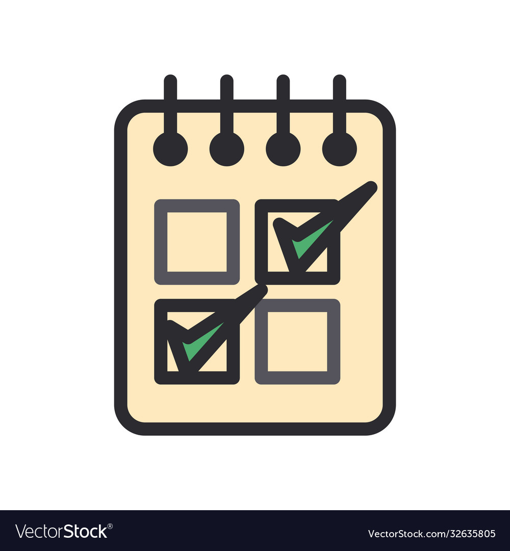 Notebook with check marks options line and fill