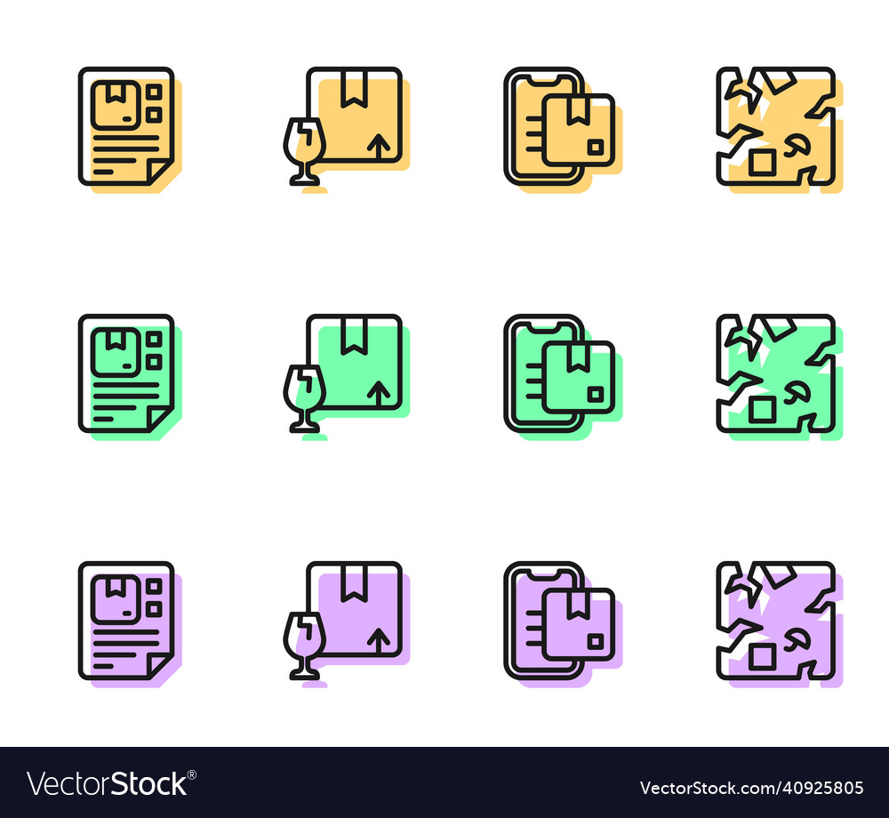 Set line document tracking marker waybill vector image Set line document tracking marker waybill