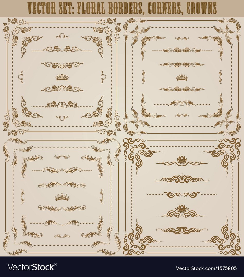 Set of gold decorative borders frame