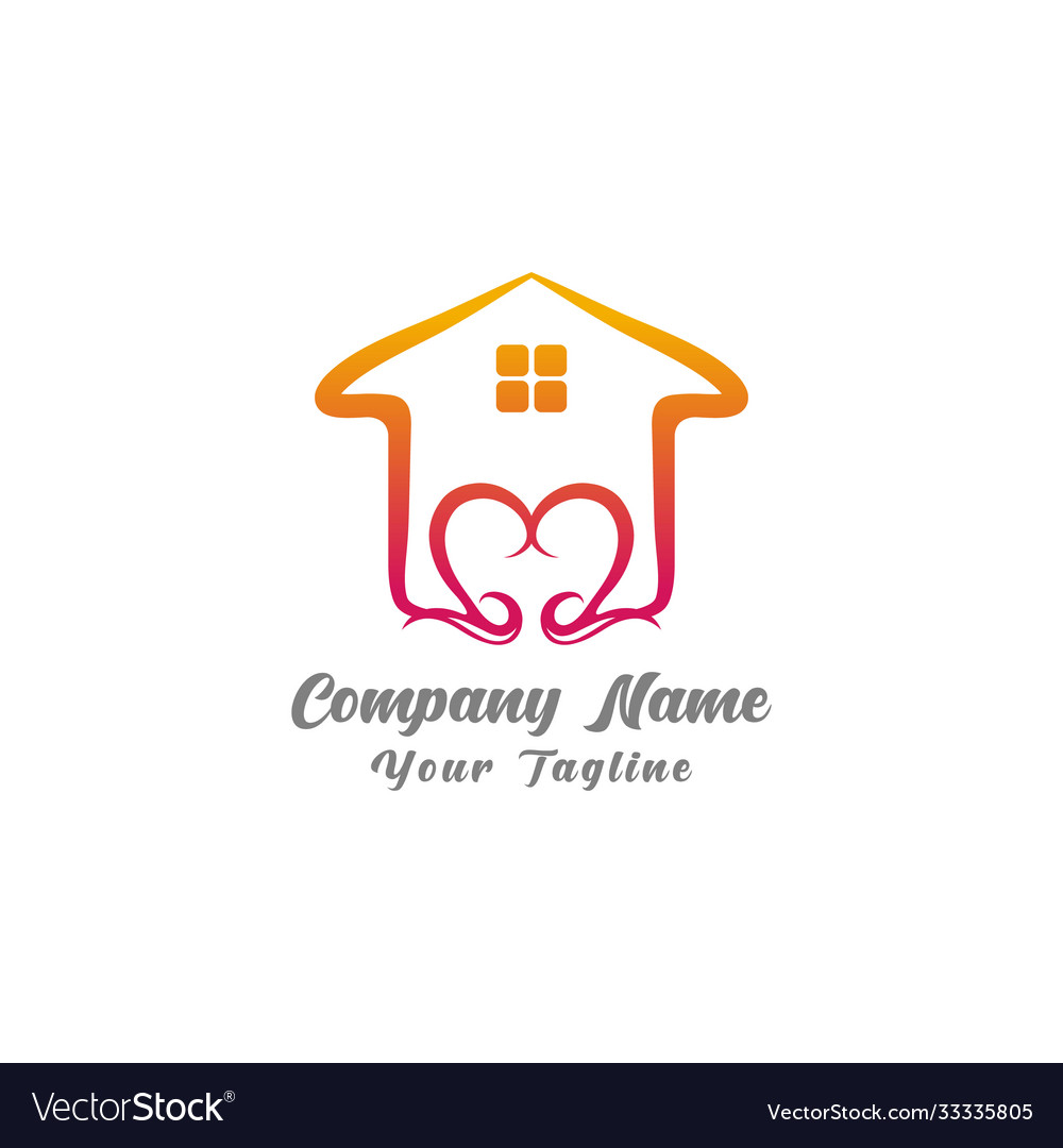 Simple icon house with heart shape within